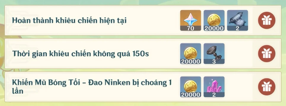 Ải 7: 70 Nguyên Thạch, 60.000 Mora, 2 Hướng Dẫn Của Trật Tự, 3 Ly Rượu Của Biển Nguyên Sơ, 2 Ma Khoáng Tinh Đúc