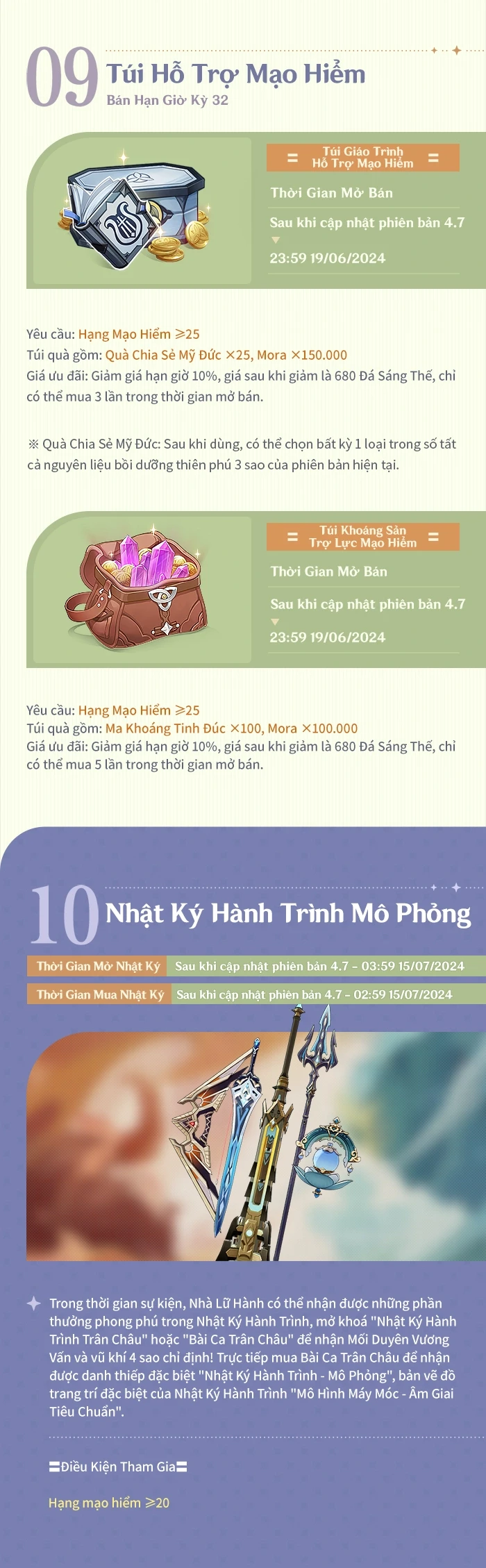 Chi tiết sự kiện phiên bản 4.7 kỳ 1