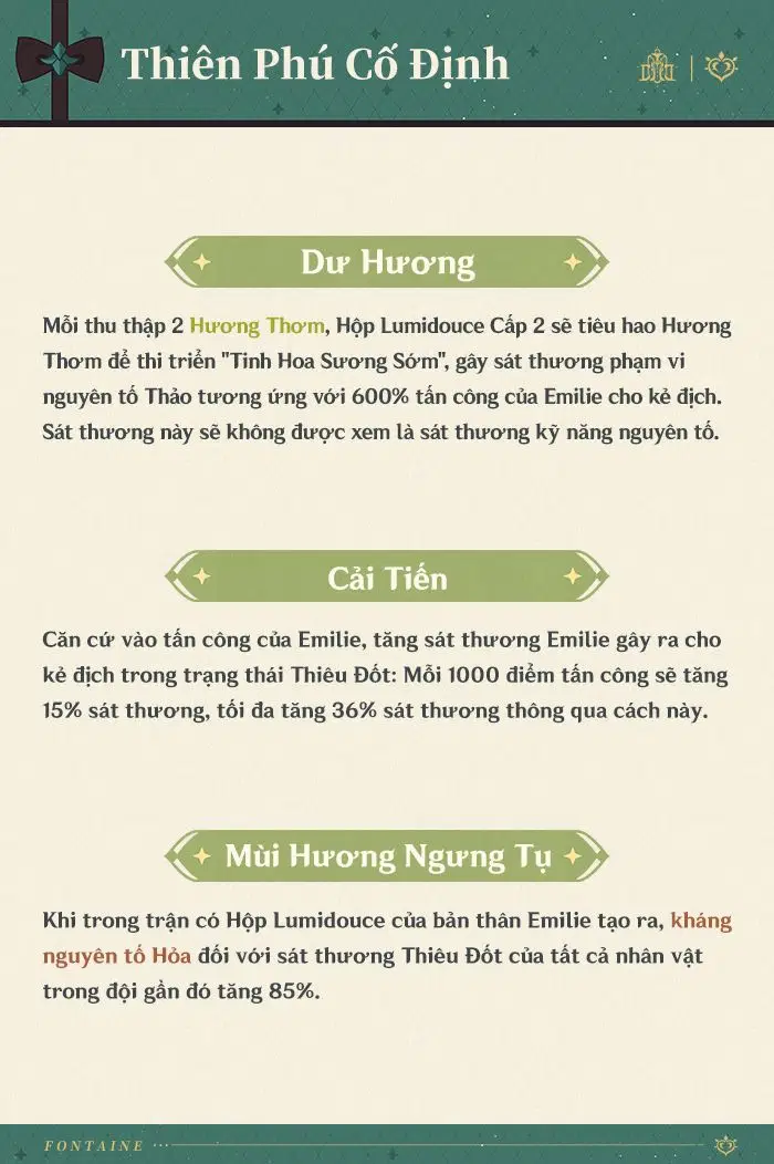 Tổng quan về kỹ năng của Emilie