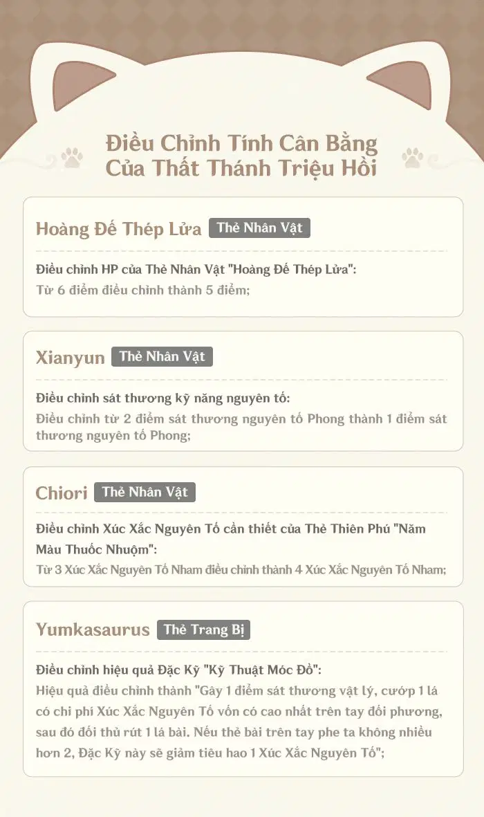 Thất Thánh Triệu Hồi ra mắt 2 Thẻ Nhân Vật mới