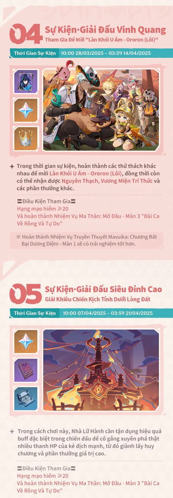 Danh sách sự kiện Genshin Impact phiên bản 5.5 kỳ 1