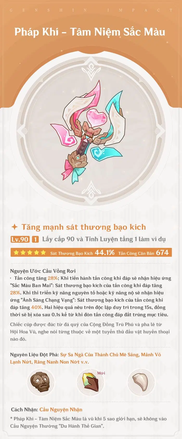 Nguyên liệu nâng cấp Tâm Niệm Sắc Màu