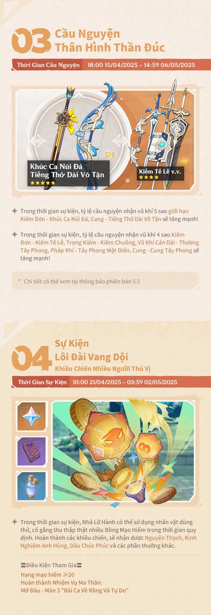 Danh sách sự kiện Genshin Impact phiên bản 5.5 kỳ 2