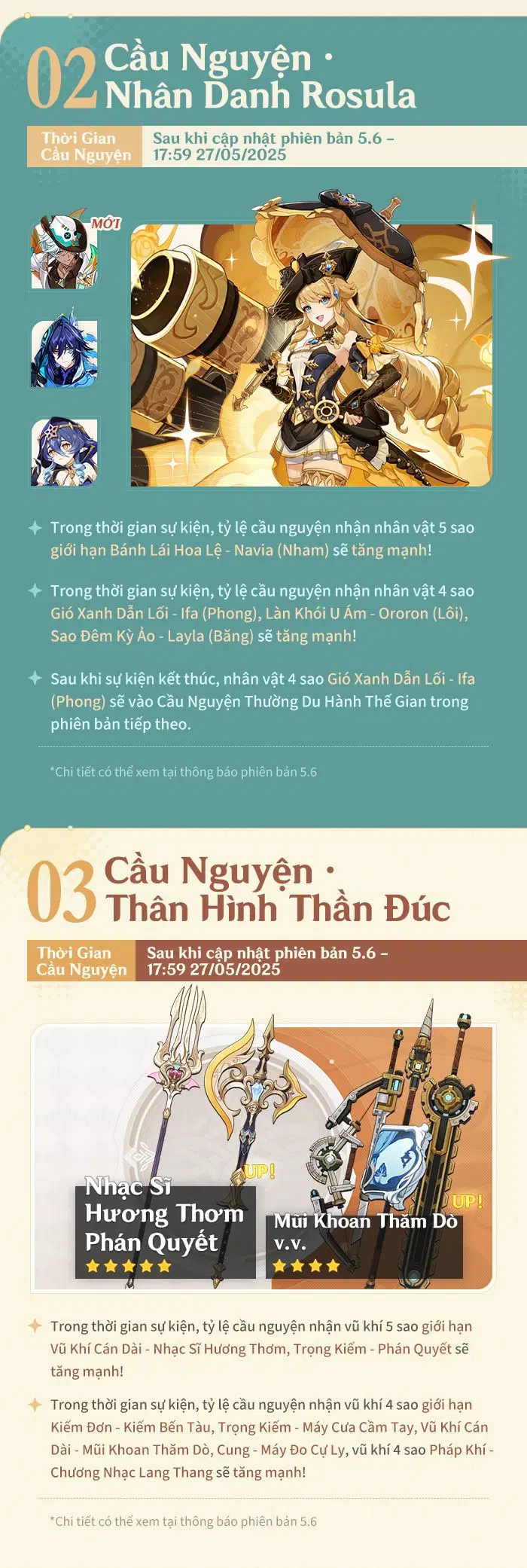 Danh sách sự kiện của Genshin Impact phiên bản 5.6 (Kỳ 1)