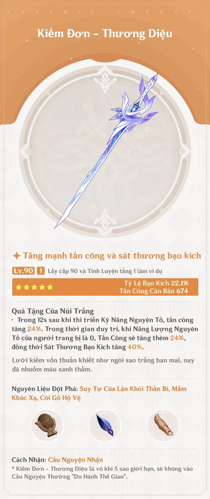 Nguyên liệu nâng cấp Thương Diệu