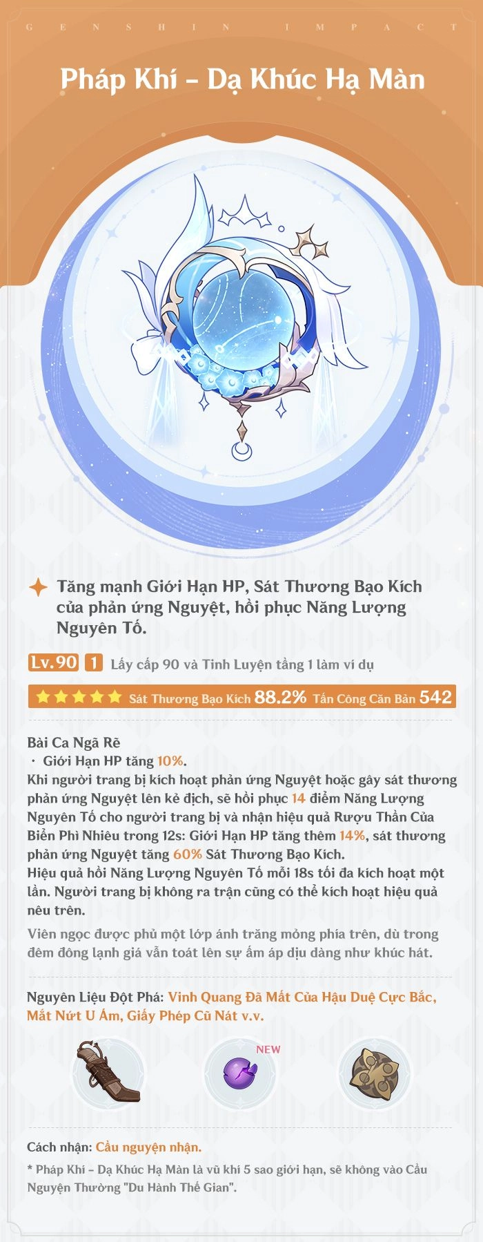 Nguyên liệu nâng cấp Dạ Khúc Hạ Màn