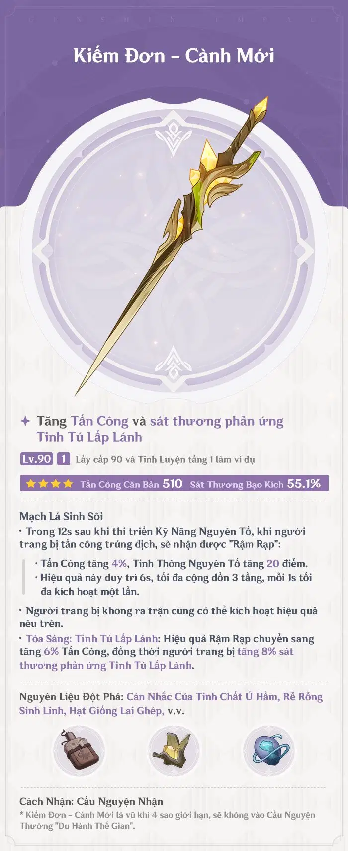 Nguyên liệu nâng cấp Cành Mới