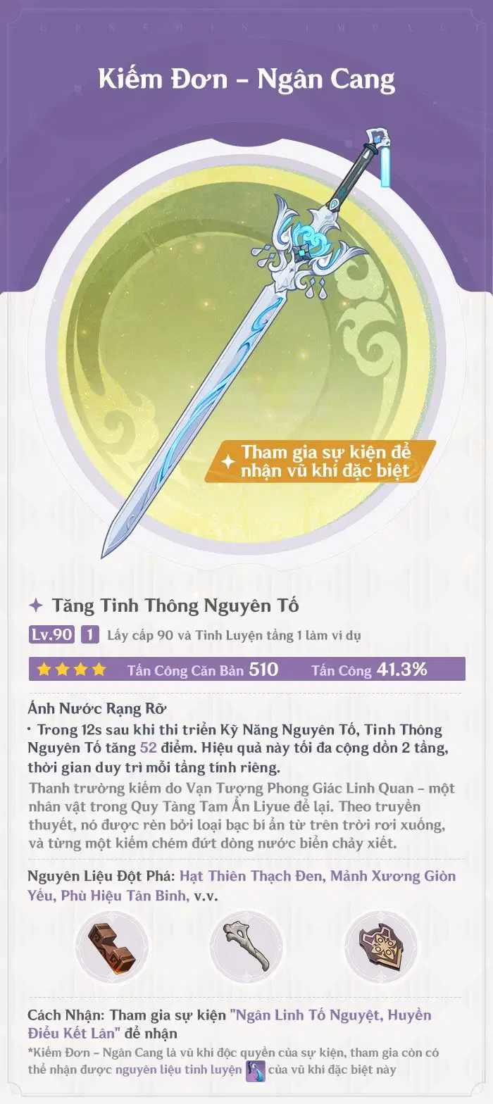 Nguyên liệu nâng cấp Ngân Cang